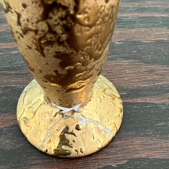 Vintage Weeping 22K Gold Tall Salt & Pepper Shakers – 4" - Picture 5 of 8